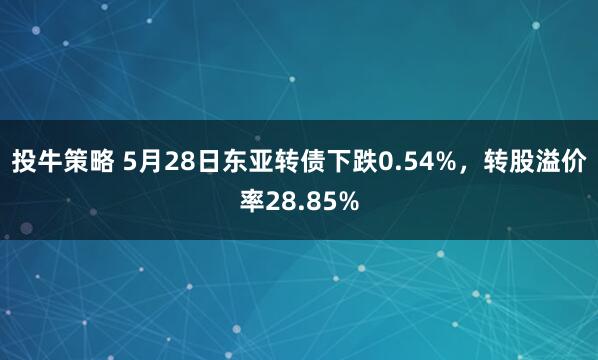 投牛策略 5月28日东亚转债下跌0.54%，转股溢价率28.85%