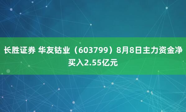 长胜证券 华友钴业（603799）8月8日主力资金净买入2.55亿元